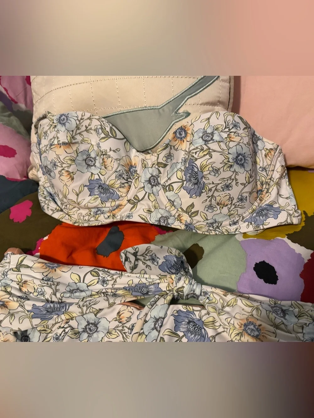 J Crew Floral Vines swim set; 38C and Large